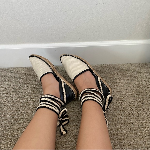 Zara Contrast Ankle Tie Espadrilles - Picture 5 of 6